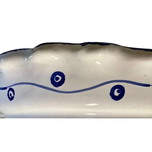 VINTAGE Mesa Int’l Hand Painted Blue/White Checkered Pie Plate, Hungary - Picture 5 of 5